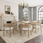 Lythor 7pc Dining Set with Cushioned Seats, Cane Rattan Webbing, Rubberwood by 