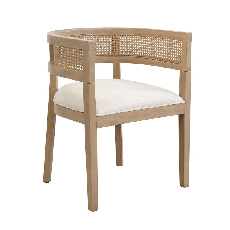 Lythor 7pc Dining Set with Cushioned Seats, Cane Rattan Webbing, Rubberwood by
