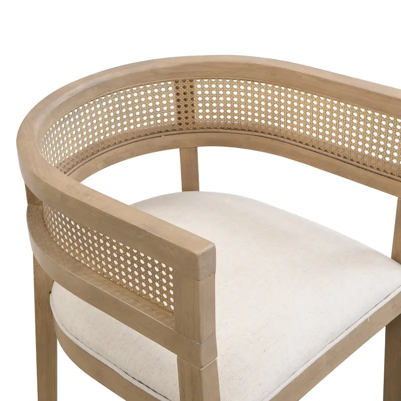 Lythor 7pc Dining Set with Cushioned Seats, Cane Rattan Webbing, Rubberwood by