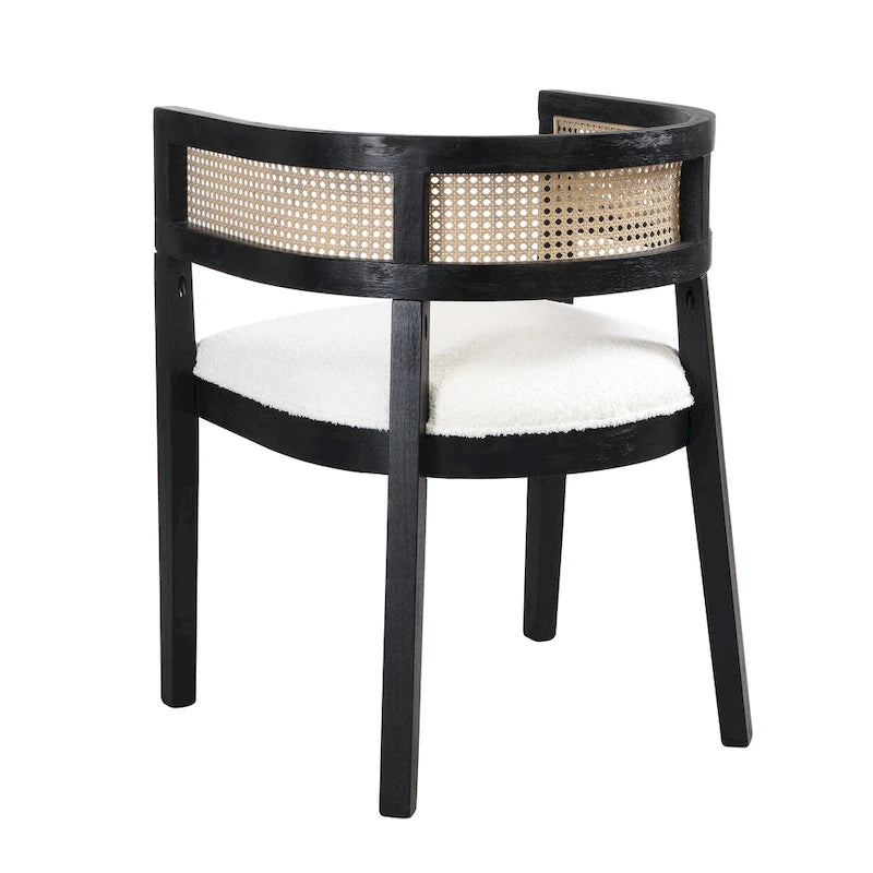 Lythor 7pc Dining Set with Cushioned Seats, Cane Rattan Webbing, Rubberwood by