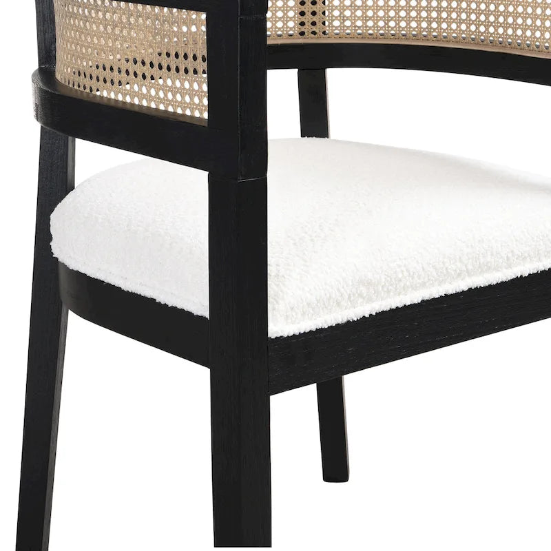 Lythor 7pc Dining Set with Cushioned Seats, Cane Rattan Webbing, Rubberwood by