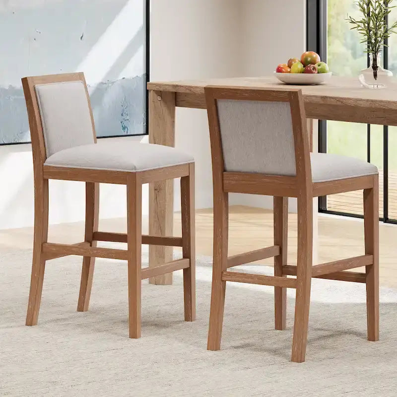 Kyrren Modern Upholstered 30.5-Inch BarStools with Cushioned Seat and Back, Set of 2 by