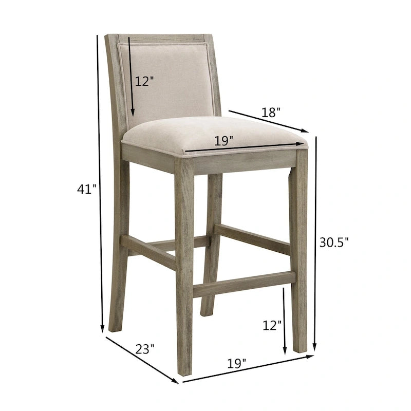Kyrren Modern Upholstered 30.5-Inch BarStools with Cushioned Seat and Back, Set of 2 by