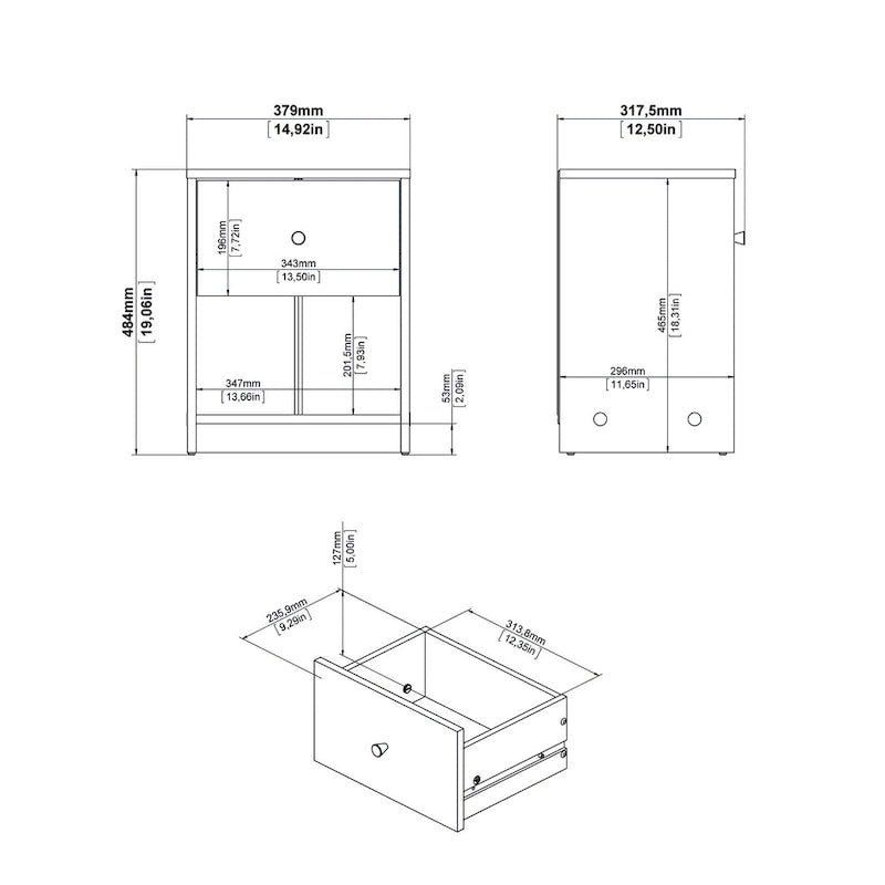 Zoe 1-drawer Nightstand