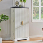 Modern Fluted Pantry Cabinet, Storage Cabinet, Wood Cupboard Organizer