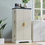 Modern Fluted Pantry Cabinet, Storage Cabinet, Wood Cupboard Organizer