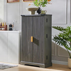 Modern Fluted Pantry Cabinet, Storage Cabinet, Wood Cupboard Organizer