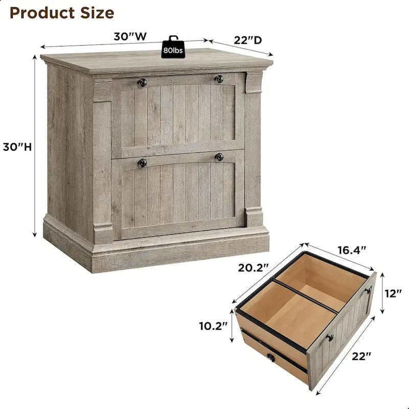 Farmhouse File Cabinet, Wood Lateral Filing Cabinet, Storage Cabinet