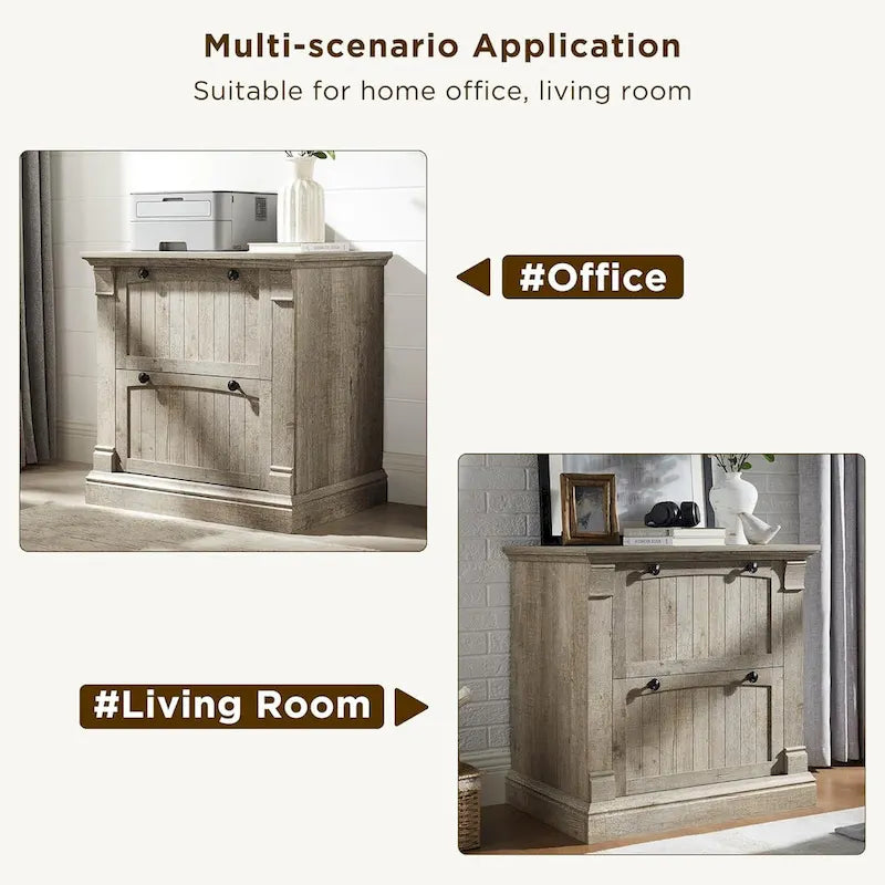 Farmhouse File Cabinet, Wood Lateral Filing Cabinet, Storage Cabinet