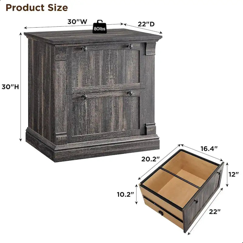 Farmhouse File Cabinet, Wood Lateral Filing Cabinet, Storage Cabinet