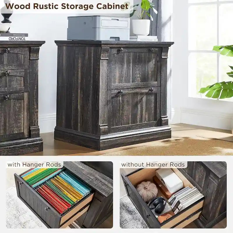 Farmhouse File Cabinet, Wood Lateral Filing Cabinet, Storage Cabinet