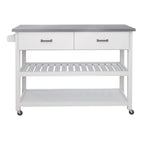 Stainless Steel Table Top White Kicthen Cart With Two Drawers(no include stool)