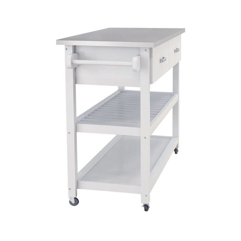 Stainless Steel Table Top White Kicthen Cart With Two Drawers(no include stool)