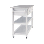 Stainless Steel Table Top White Kicthen Cart With Two Drawers(no include stool)