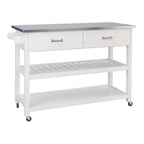 Stainless Steel Table Top White Kicthen Cart With Two Drawers(no include stool)