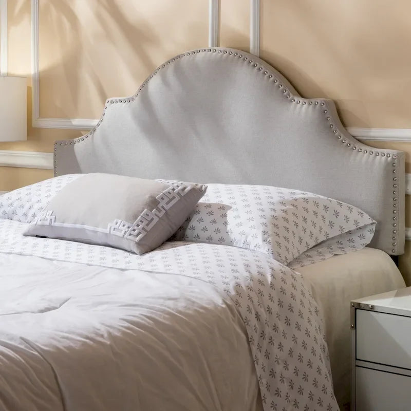 Bianca Adjustable Full/Queen Studded Fabric Headboard by