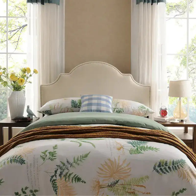 Bianca Adjustable Full/Queen Studded Fabric Headboard by