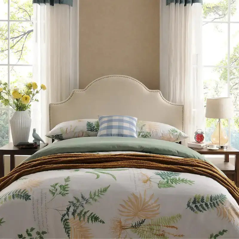 Bianca Adjustable Full/Queen Studded Fabric Headboard by