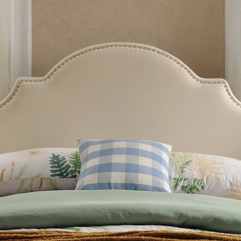 Bianca Adjustable Full/Queen Studded Fabric Headboard by