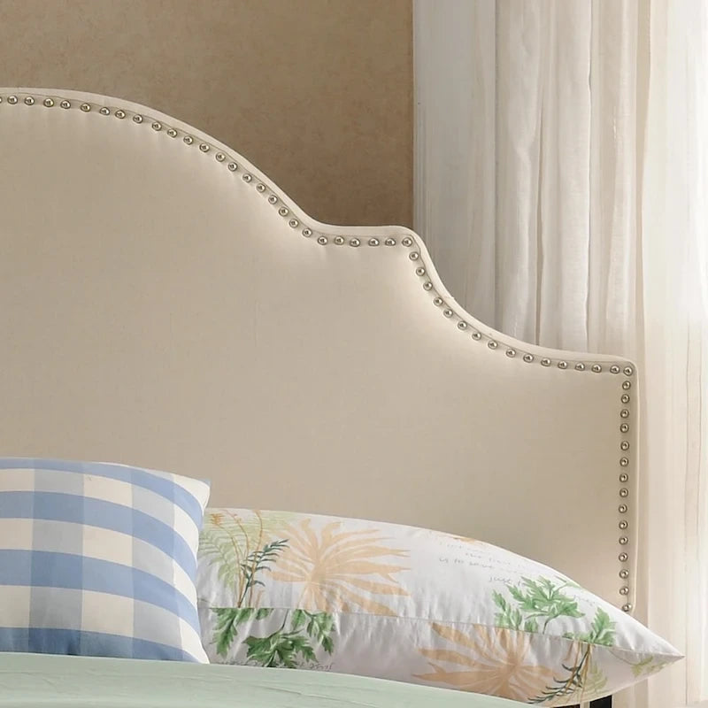 Bianca Adjustable Full/Queen Studded Fabric Headboard by