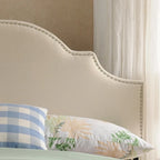 Bianca Adjustable Full/Queen Studded Fabric Headboard by