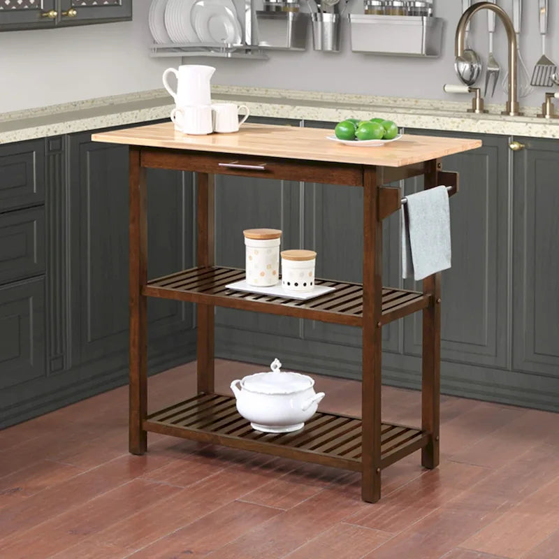 Designs2Go 3 Tier Butcher Block Kitchen Prep Island with Drawer