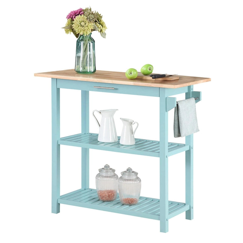 Designs2Go 3 Tier Butcher Block Kitchen Prep Island with Drawer