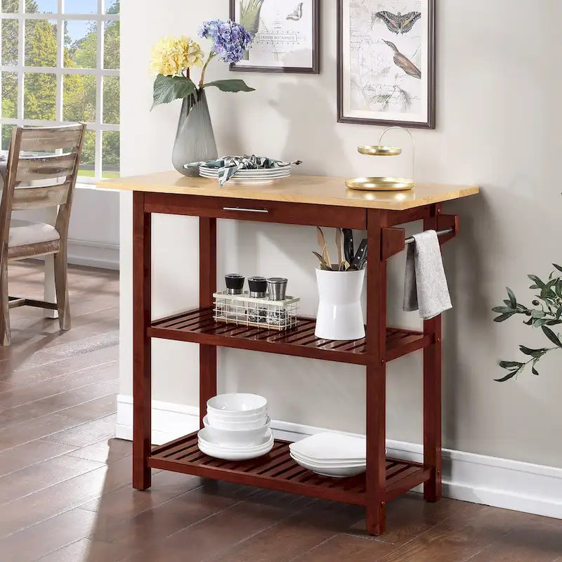 Designs2Go 3 Tier Butcher Block Kitchen Prep Island with Drawer