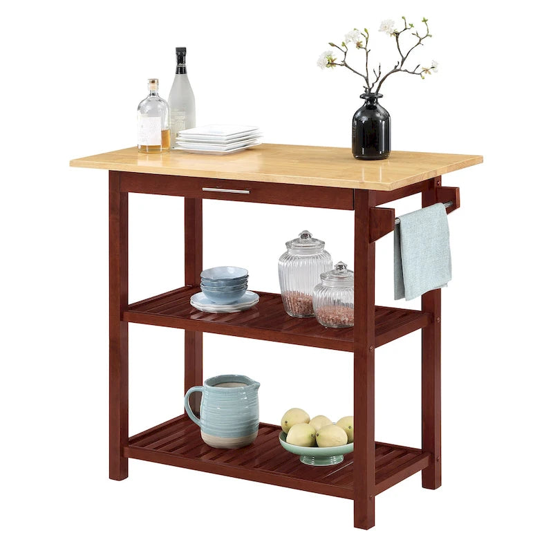 Designs2Go 3 Tier Butcher Block Kitchen Prep Island with Drawer