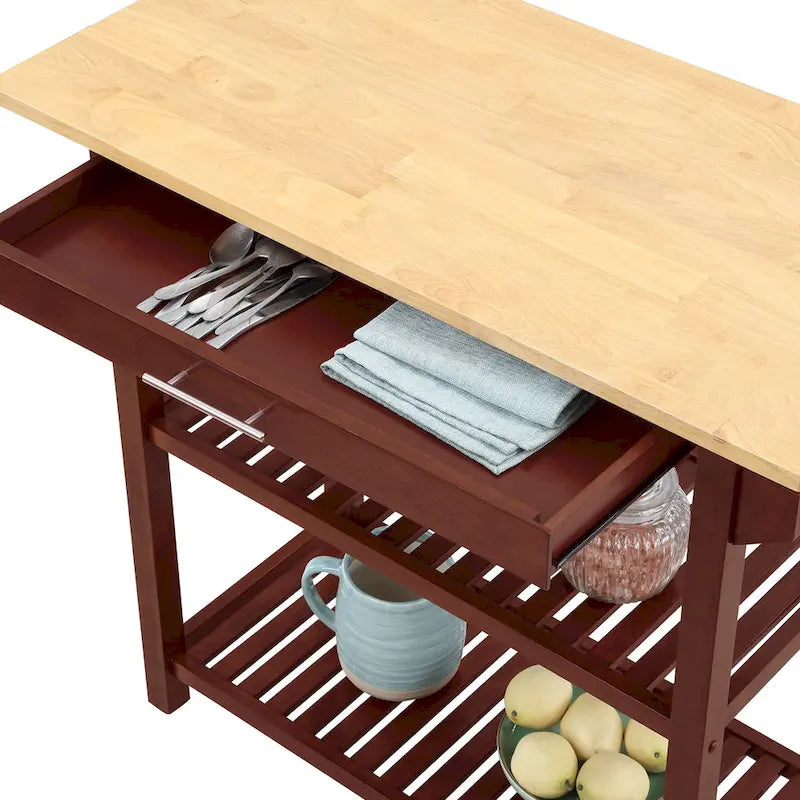 Designs2Go 3 Tier Butcher Block Kitchen Prep Island with Drawer