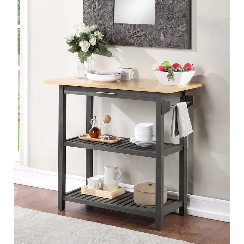 Designs2Go 3 Tier Butcher Block Kitchen Prep Island with Drawer