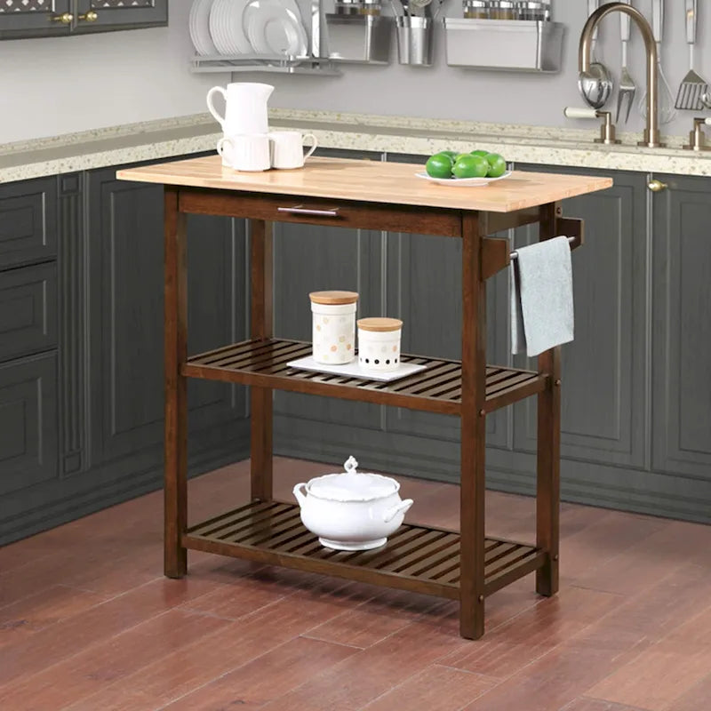 Designs2Go 3 Tier Butcher Block Kitchen Prep Island with Drawer