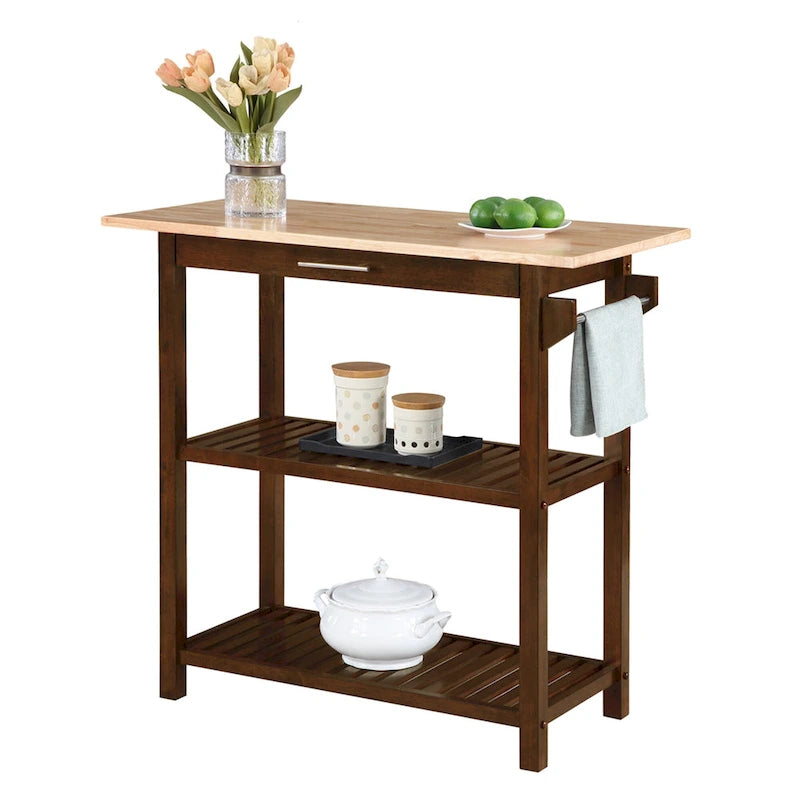 Designs2Go 3 Tier Butcher Block Kitchen Prep Island with Drawer