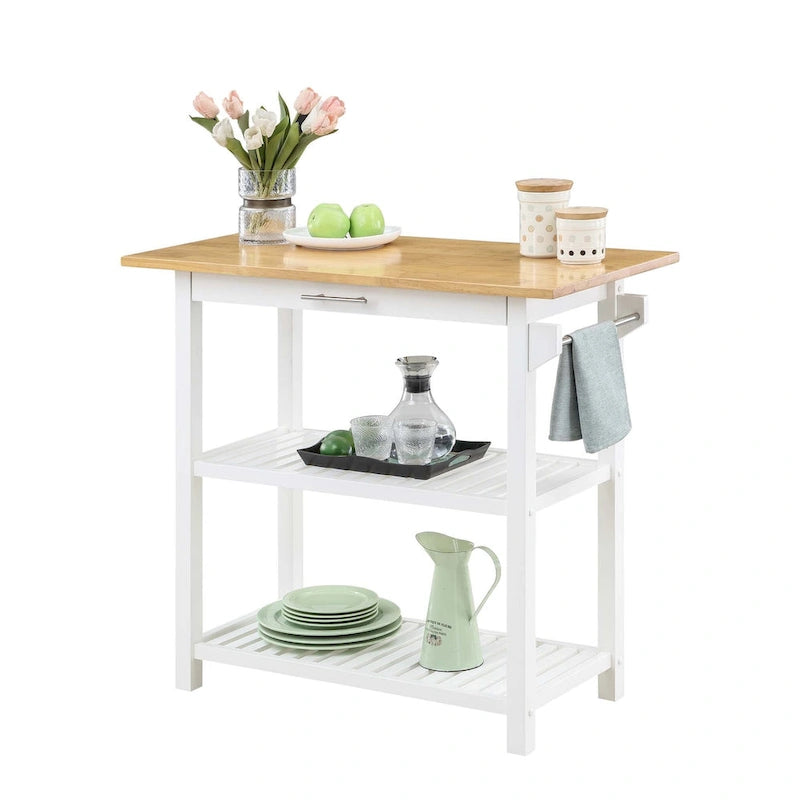 Designs2Go 3 Tier Butcher Block Kitchen Prep Island with Drawer
