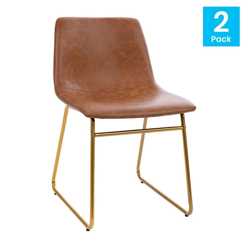 18 Inch Indoor Dining Table Chairs, LeatherSoft Upholstery-Set of 2