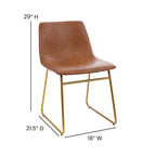 18 Inch Indoor Dining Table Chairs, LeatherSoft Upholstery-Set of 2