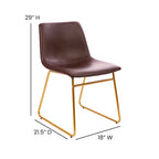 18 Inch Indoor Dining Table Chairs, LeatherSoft Upholstery-Set of 2
