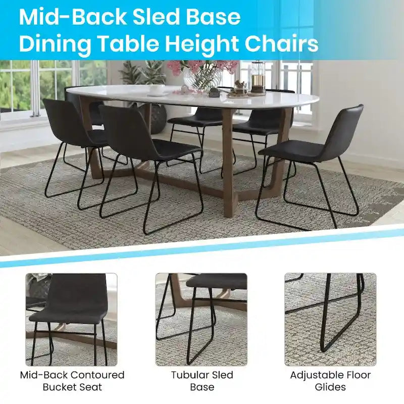 18 Inch Indoor Dining Table Chairs, LeatherSoft Upholstery-Set of 2