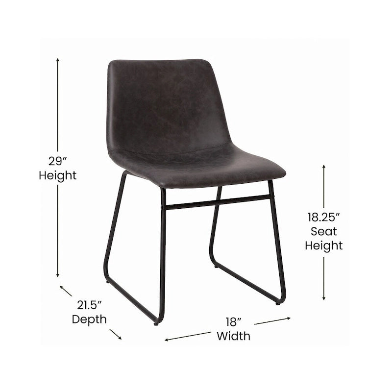 18 Inch Indoor Dining Table Chairs, LeatherSoft Upholstery-Set of 2