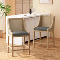 Cataldo Fabric Upholstered Wood and Cane 25.5-Inch Counter Stools (Set of 2)