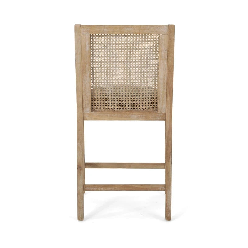 Cataldo Fabric Upholstered Wood and Cane 25.5-Inch Counter Stools (Set of 2)