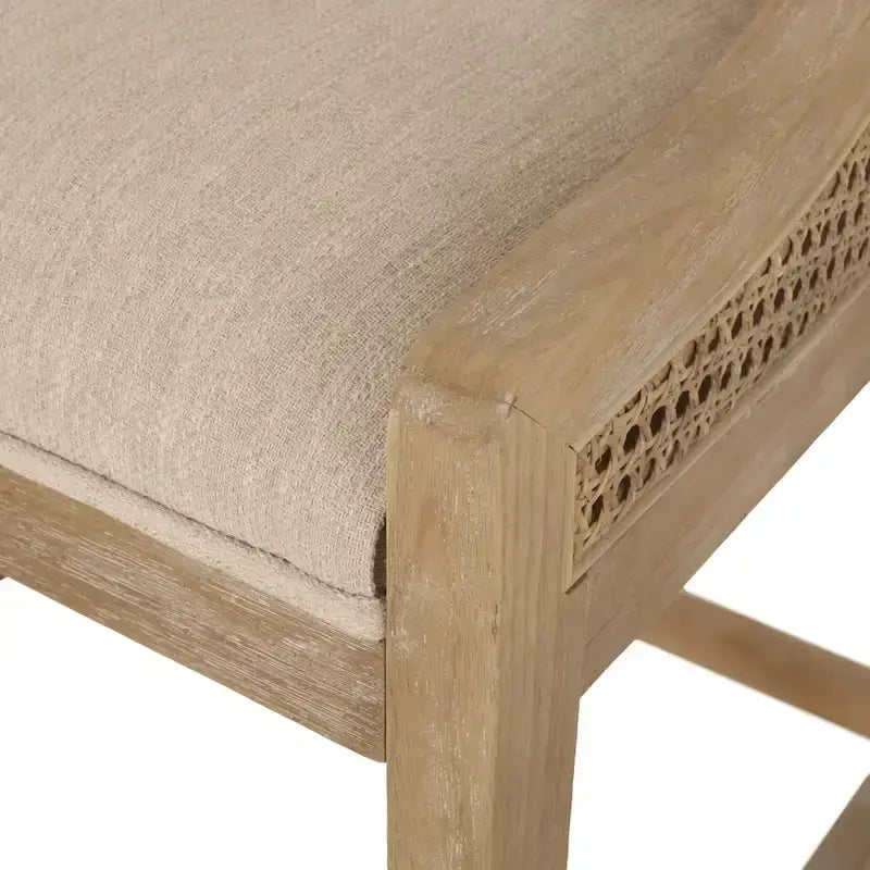 Cataldo Fabric Upholstered Wood and Cane 25.5-Inch Counter Stools (Set of 2)