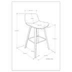 WYNDENHALL Cacey Mid Century Modern Bentwood Counter Height Stool (Set of 2) - 20.7 x 21.1 x 36.6