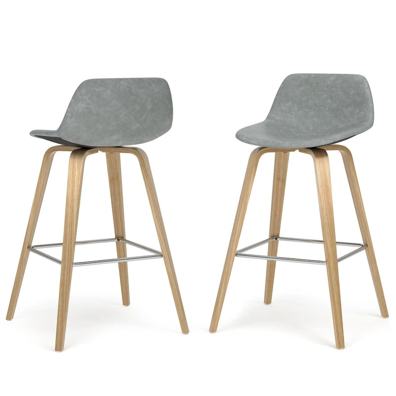 WYNDENHALL Cacey Mid Century Modern Bentwood Counter Height Stool (Set of 2) - 20.7 x 21.1 x 36.6