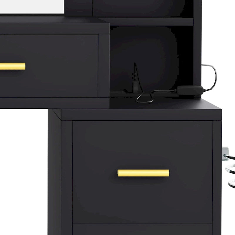 Moasis Makeup Vanity Desk with Lighted Mirror and Upholstered Stool