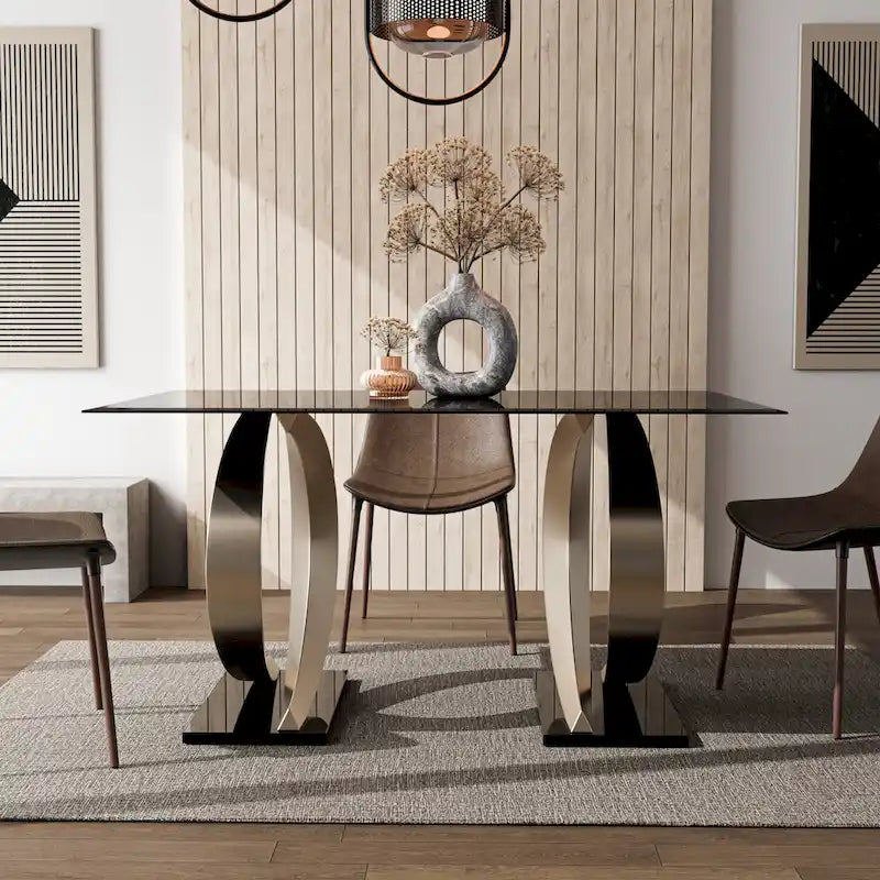 Tualatin Modern 58-inch Glass Top Dining Table