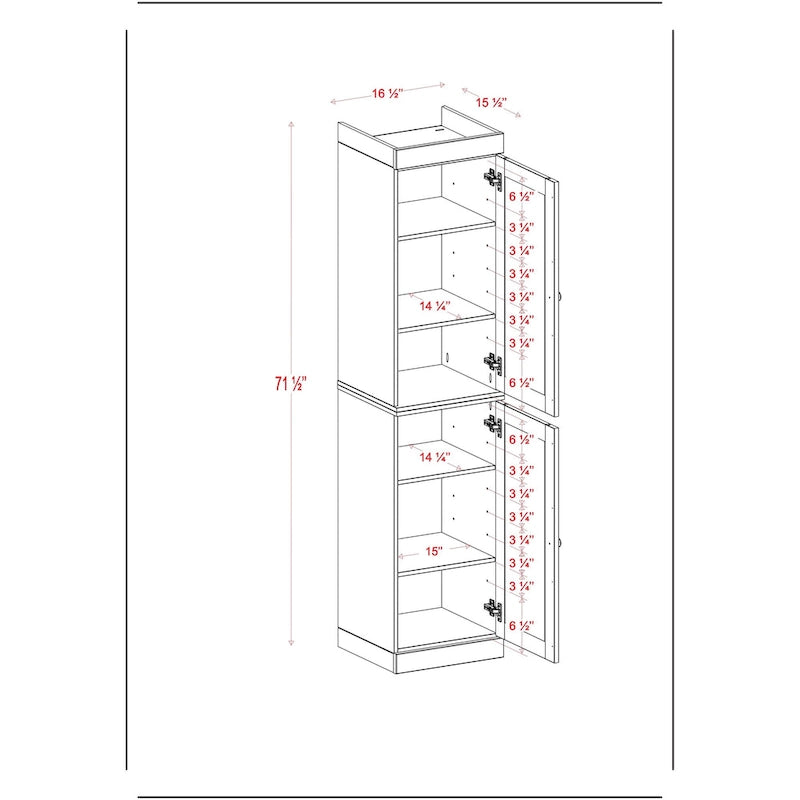100% Solid Wood 16.5 Kitchen Pantry Cabinet with  by