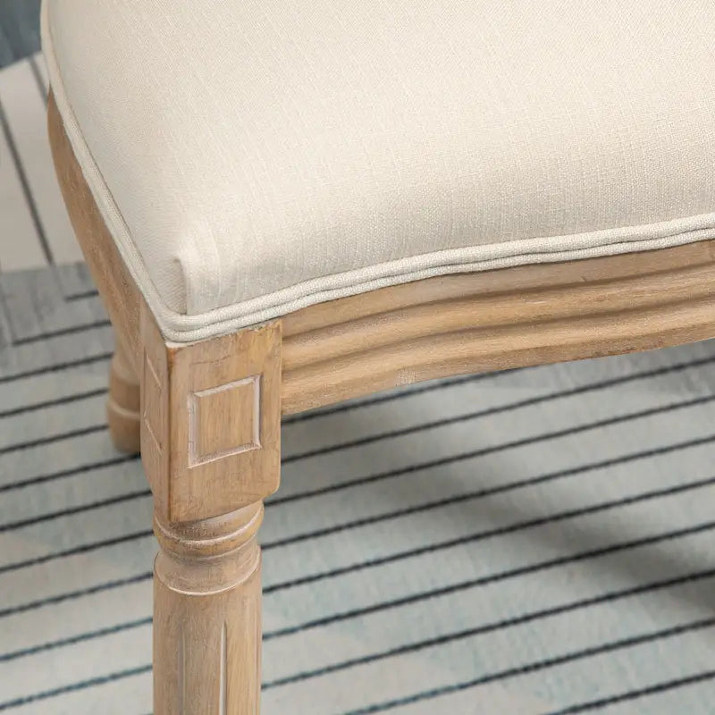 HOMCOM French-Style Upholstered Dining Chair Set, Armless Accent Side Chairs with Rattan Backrest and Linen-Touch Upholstery