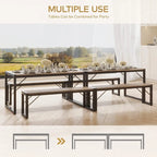 55Dinning Room Table Set for 4-63 Piece Industrial Dining Table Set with 2 Bench for Kitchen
