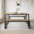 55Dinning Room Table Set for 4-63 Piece Industrial Dining Table Set with 2 Bench for Kitchen
